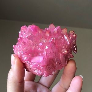 Pink Aura Quartz Crystal Cluster